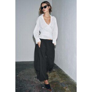 ZARA FLOWY WIDE LEG WOOL PANTS ZW COLLECTION